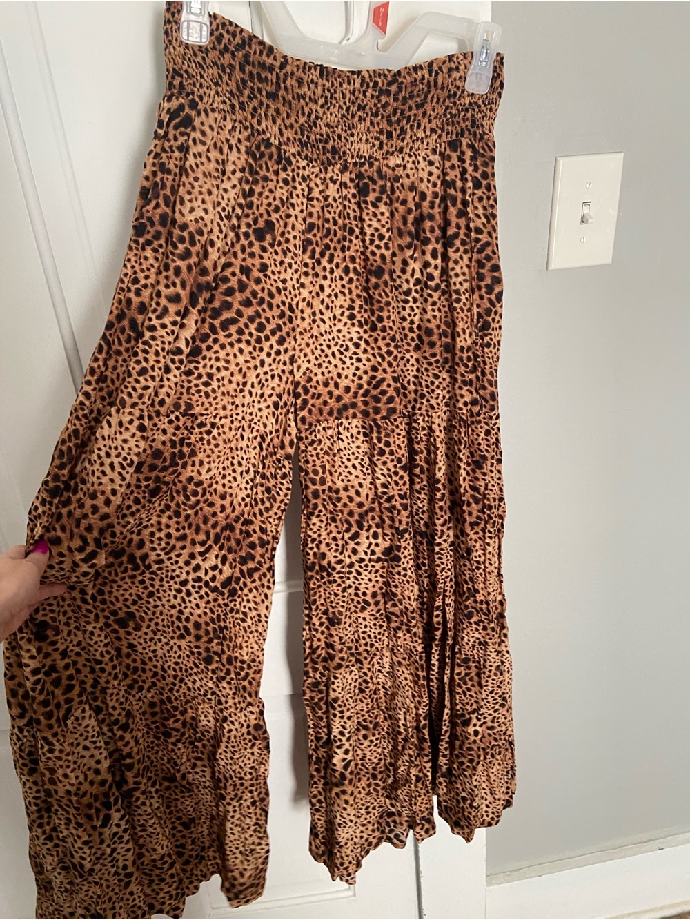 aerie Leopard Print Wide-Leg Pants in Tan and Black